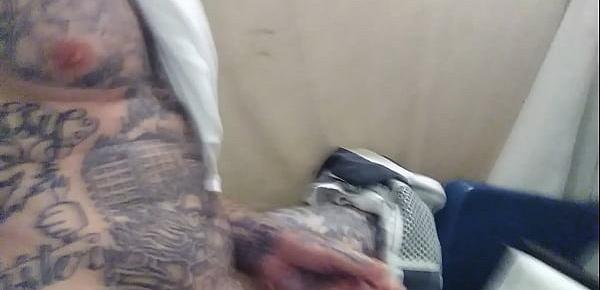  I was missing my girlfriend and had to go stroke this big tattd up White dick pt. 2 (cumshot)